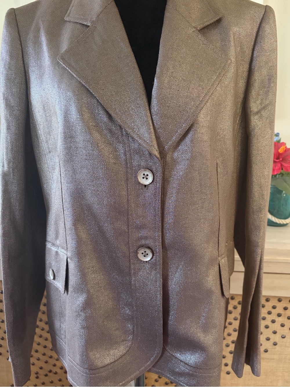 NWT Vintage Ellen Tracy Cotton Metallic Size 16 Blazer